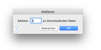 Dialogbox Addieren – Durchlaufende Daten